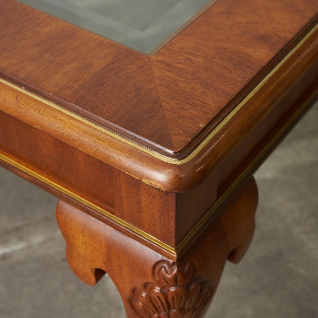 DREXEL HERITAGE センターテーブル ガラストップ 木彫刻 猫脚 コーヒー