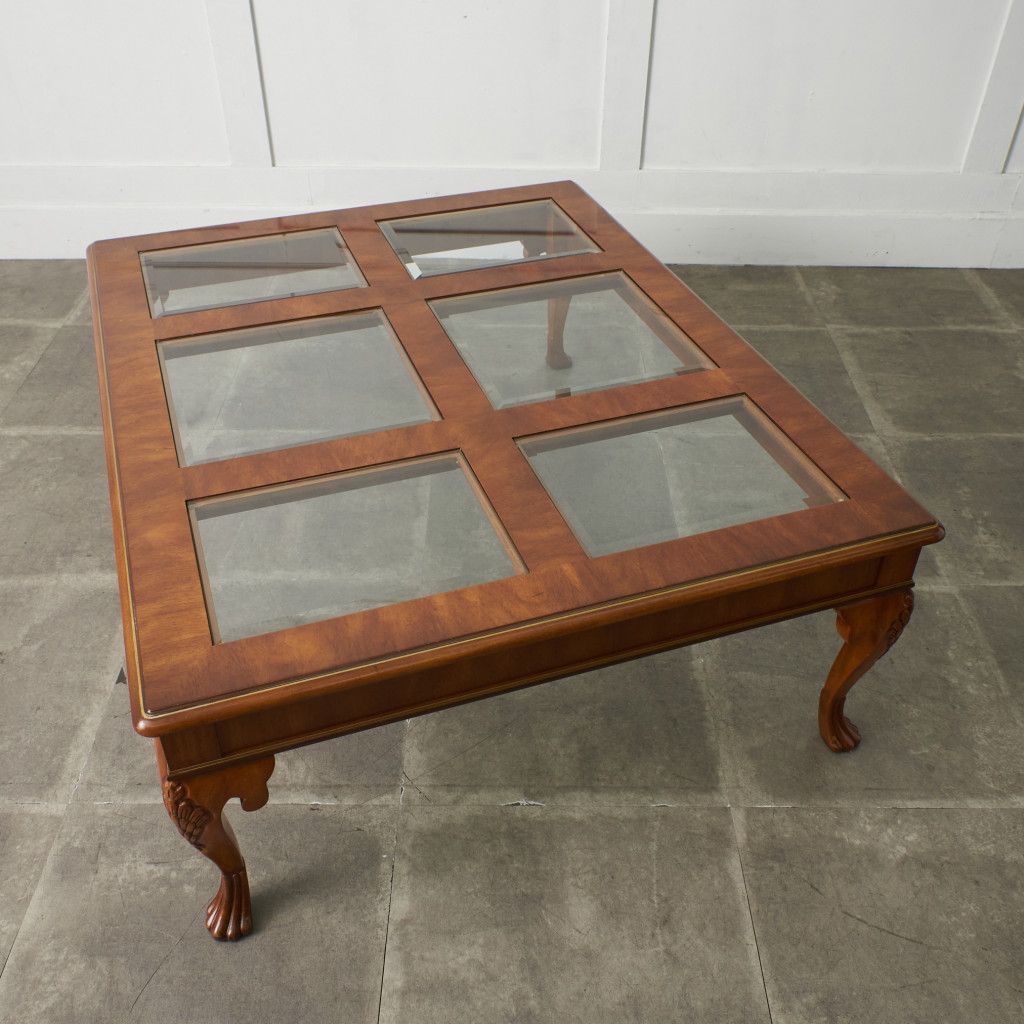 DREXEL HERITAGE センターテーブル ガラストップ 木彫刻 猫脚 コーヒー