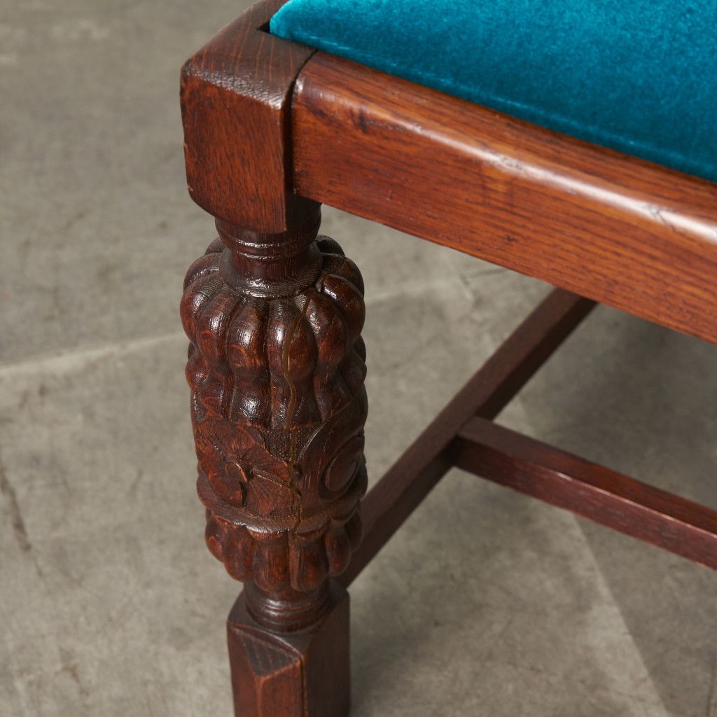 張替済 英国 アンティーク ダイニングチェア 木彫刻 オーク 木製