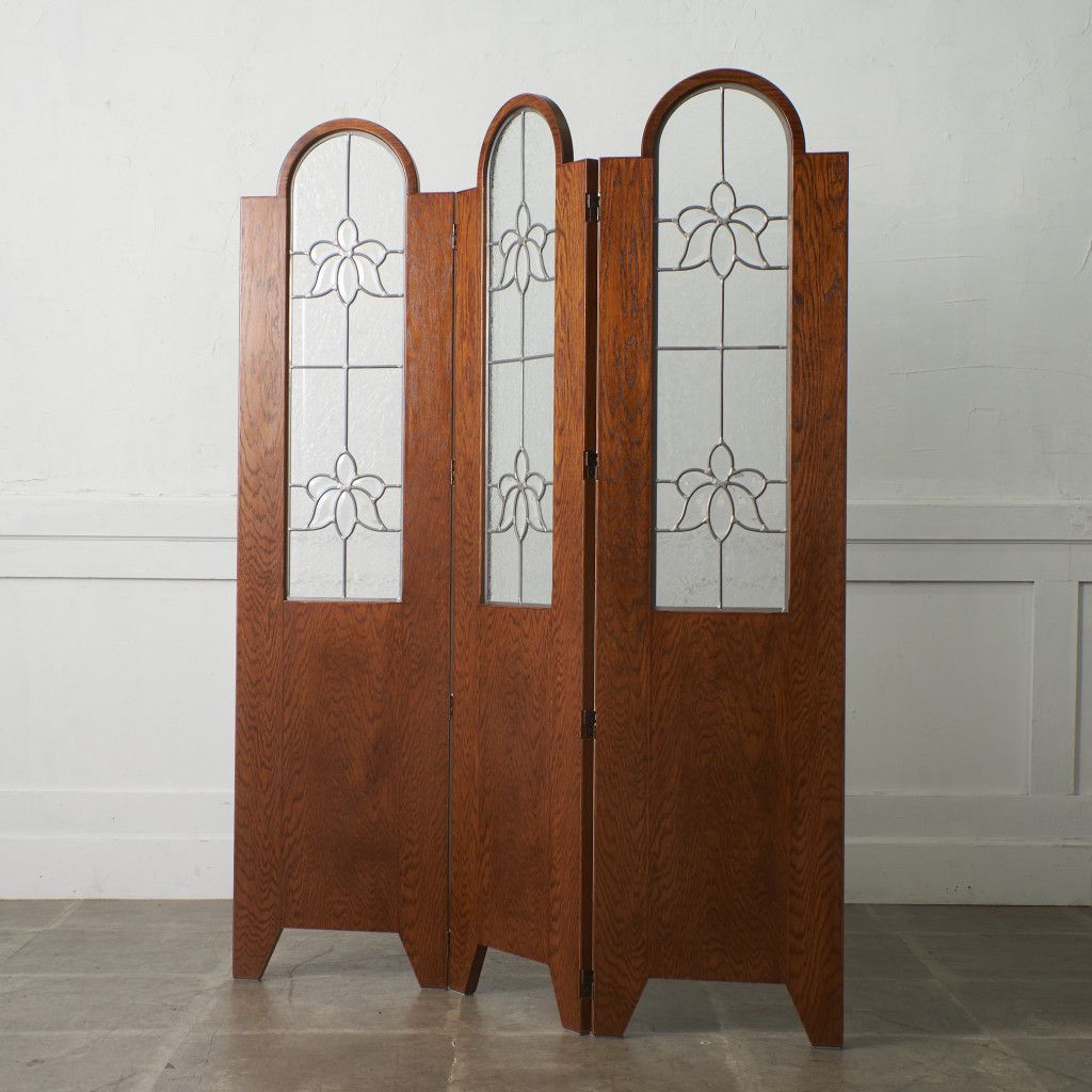定価25万 三越家具 ブルージュ 3連 パーティション Brugge ステンド