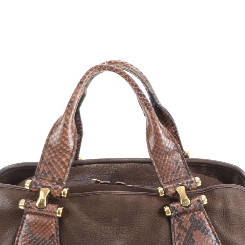 美品 グッチ 323657 パイソン レザー ハンドバッグ ミニ ボストン