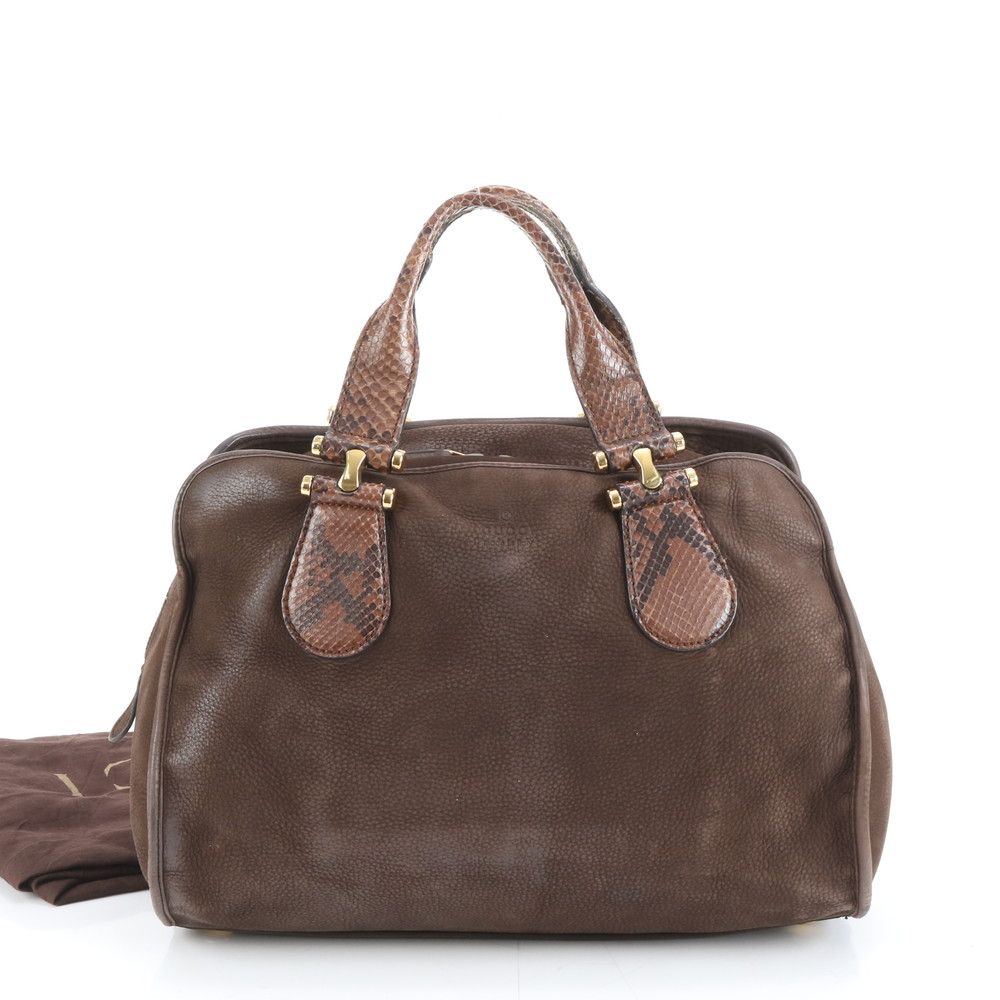 美品 グッチ 323657 パイソン レザー ハンドバッグ ミニ ボストン