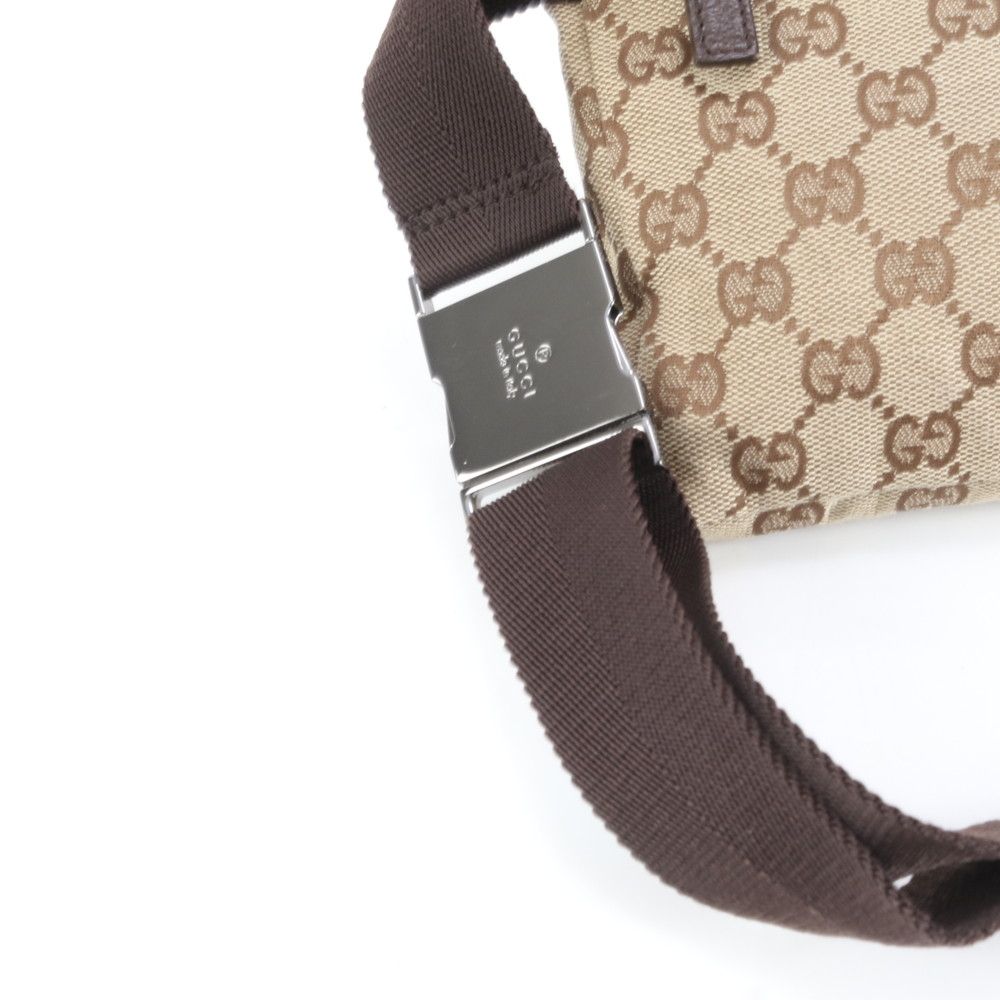 極美品 グッチ GG キャンバス 28566 レザー 2WAY ボディバッグ 斜め