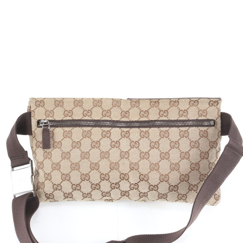 極美品 グッチ GG キャンバス 28566 レザー 2WAY ボディバッグ 斜め