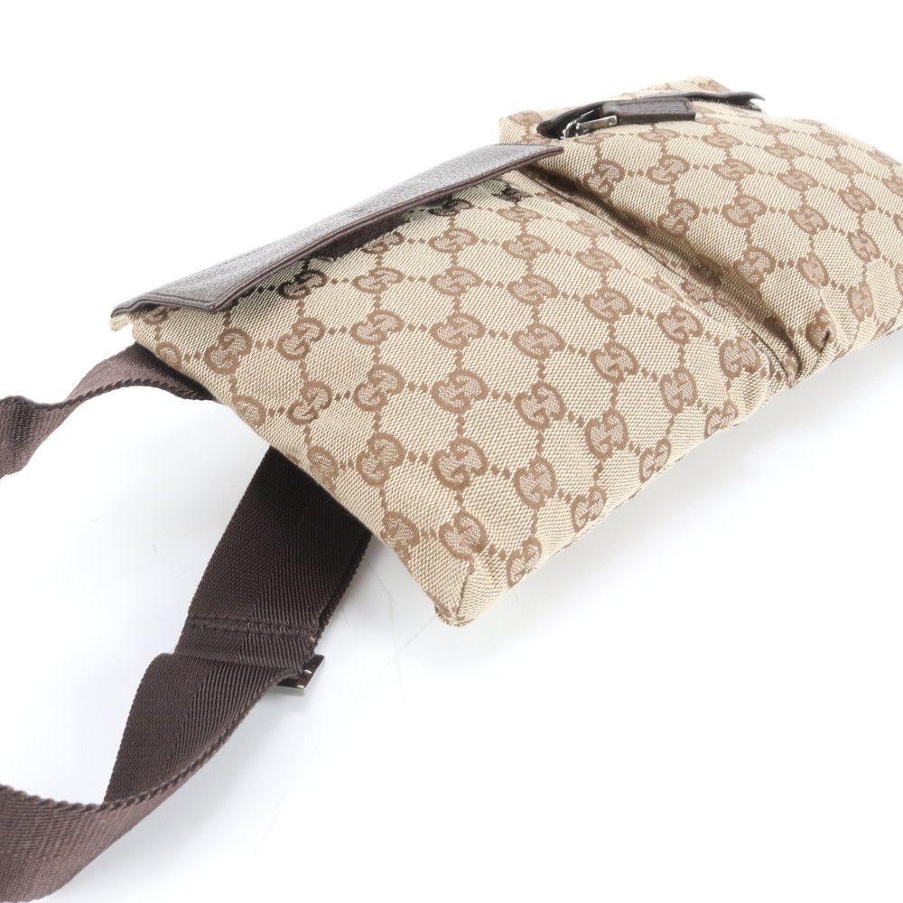 極美品 グッチ GG キャンバス 28566 レザー 2WAY ボディバッグ 斜め