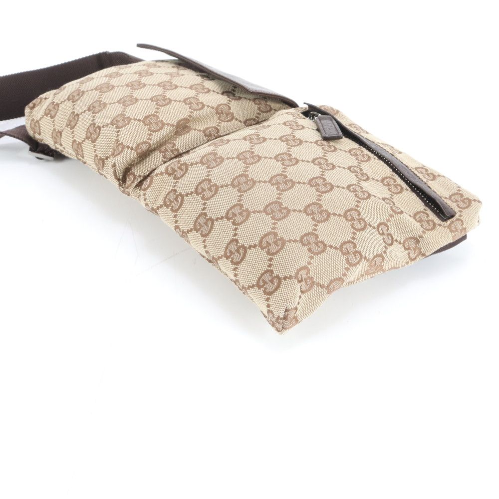 極美品 グッチ GG キャンバス 28566 レザー 2WAY ボディバッグ 斜め