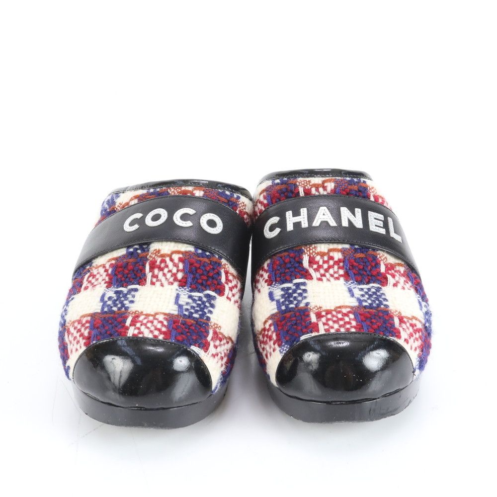 超美品CHANEL シャネル ツイードミュール CHANEL（シャネル） ココマーク ツイード サンダル 健康サンダル