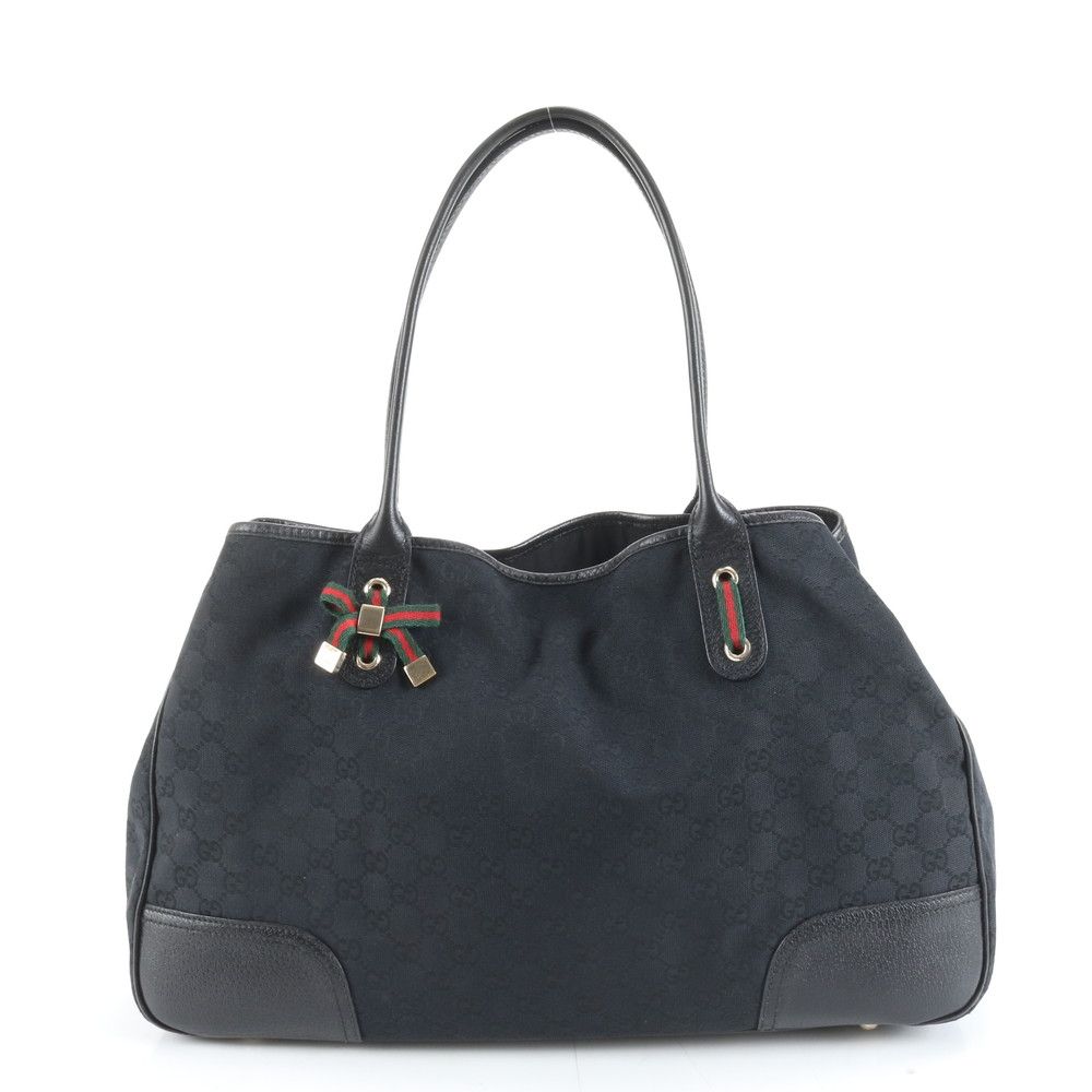 美品 グッチ GG キャンバス シェリー ライン プリンシー 161719 レザー