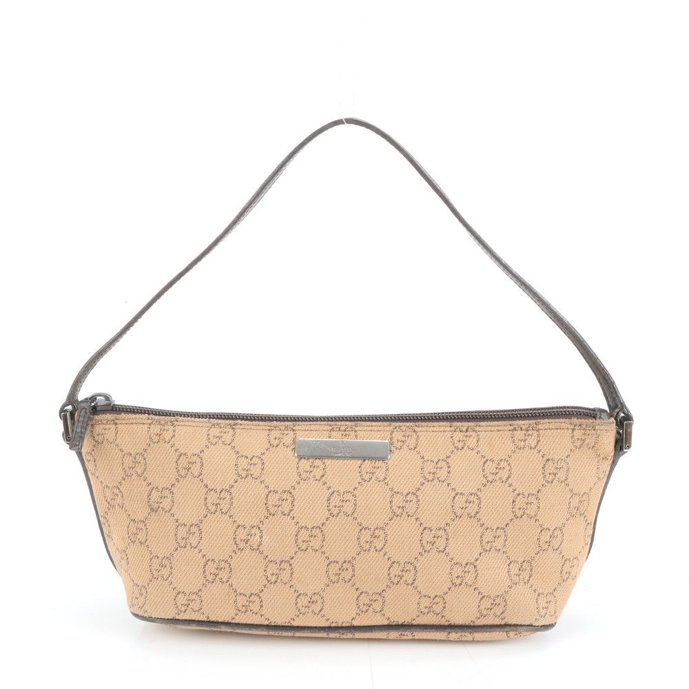 美品 グッチ GG キャンバス 07198 レザー ハンドバッグ アクセサリー