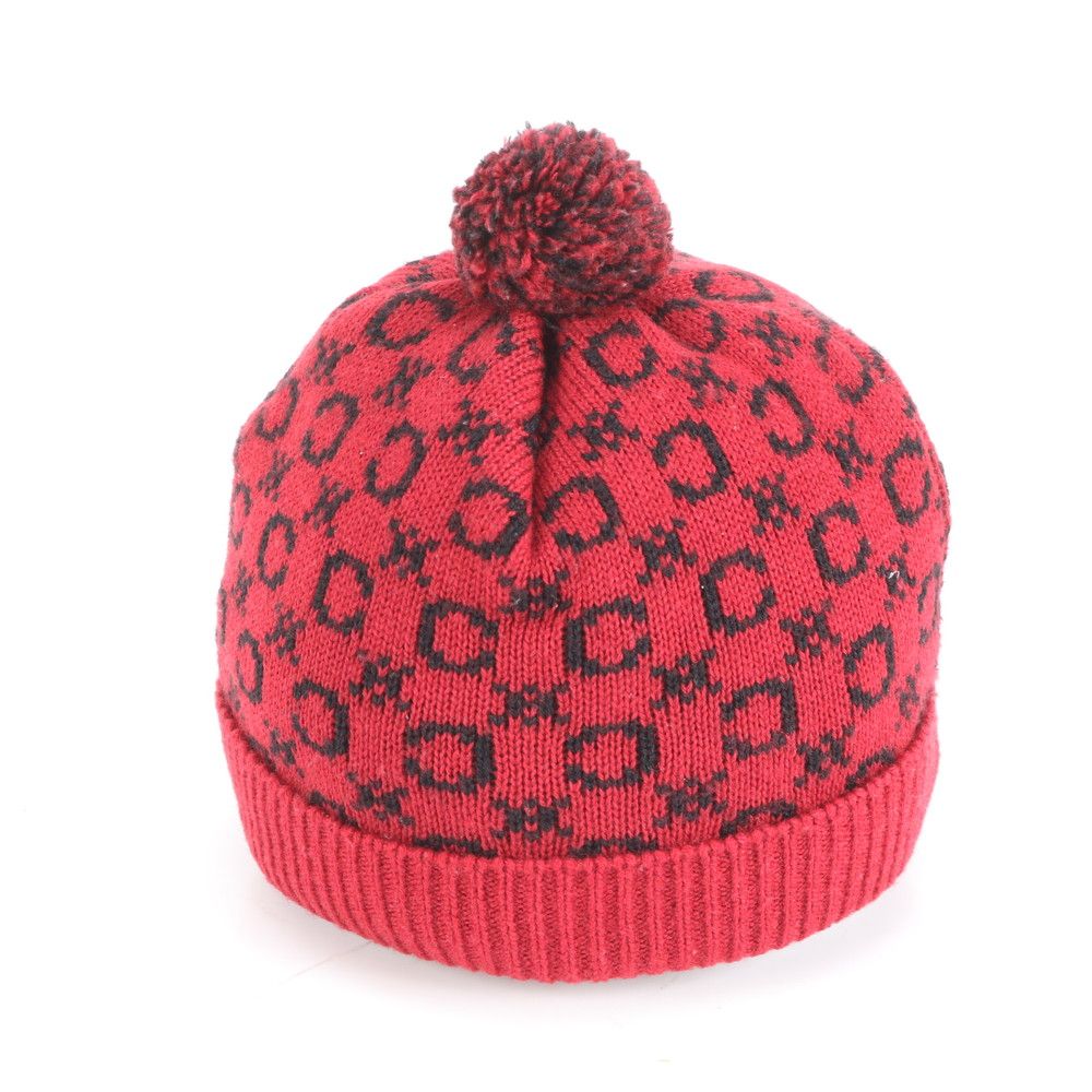 美品 セリーヌ Cマカダム ニットキャップ ビーニー ニット帽 ポンポン