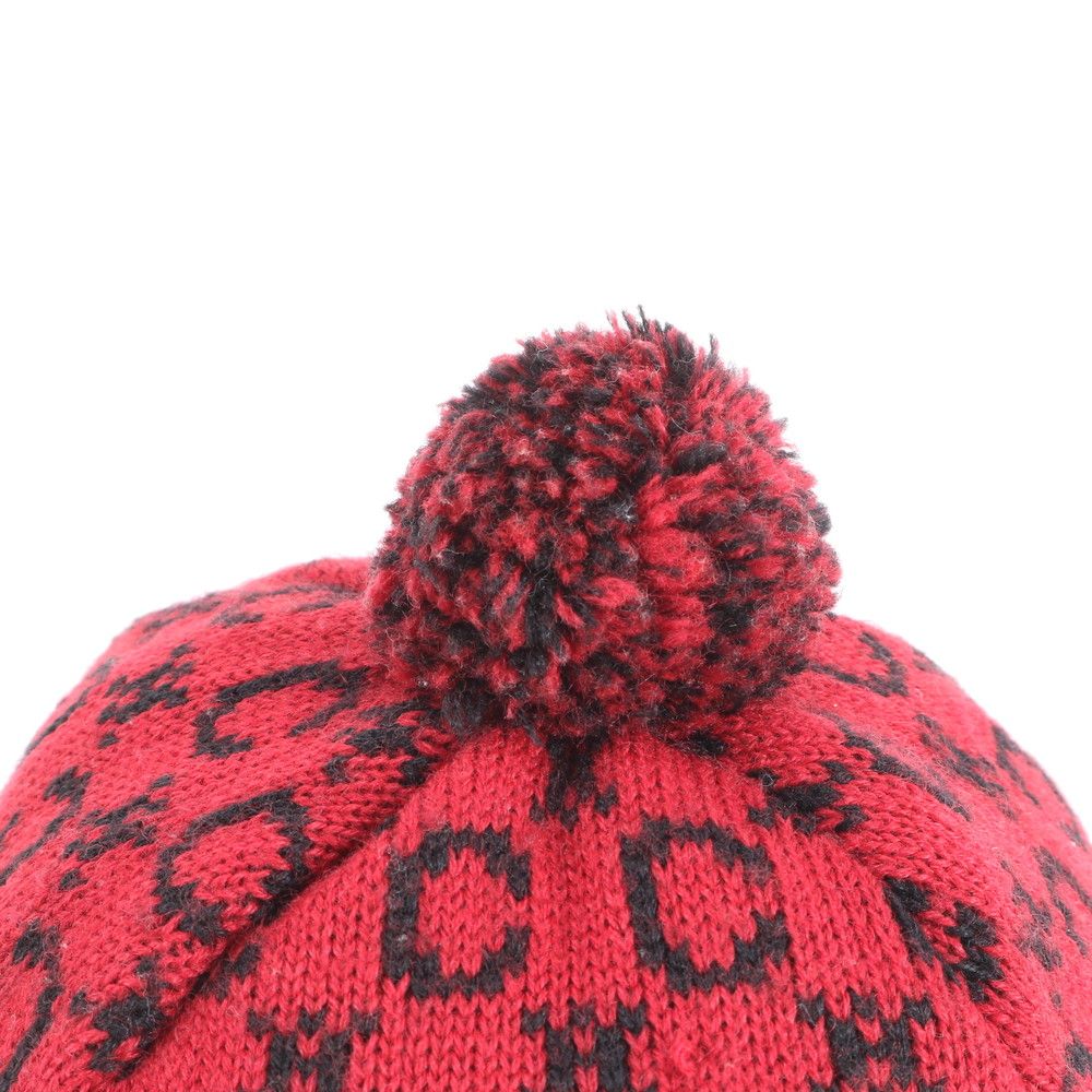 美品 セリーヌ Cマカダム ニットキャップ ビーニー ニット帽 ポンポン