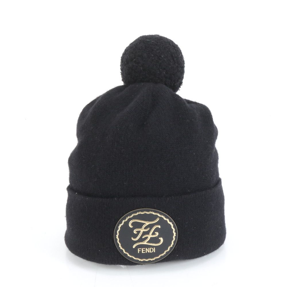 美品 フェンディ FF ロゴ ビーニー ニット帽 ニットキャップ ポンポン