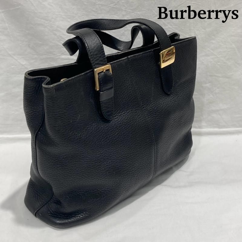バーバリーズ レザー トートバッグ ハンドバッグ ノバチェック 黒