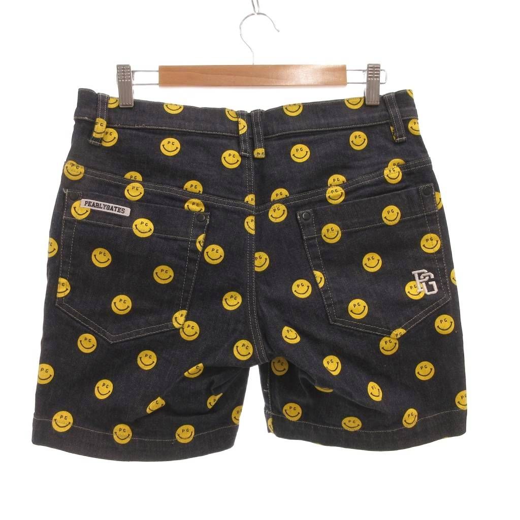 パーリーゲイツ PEARLY GATES デニム ショートパンツ 4 紺 ネイビー 黄