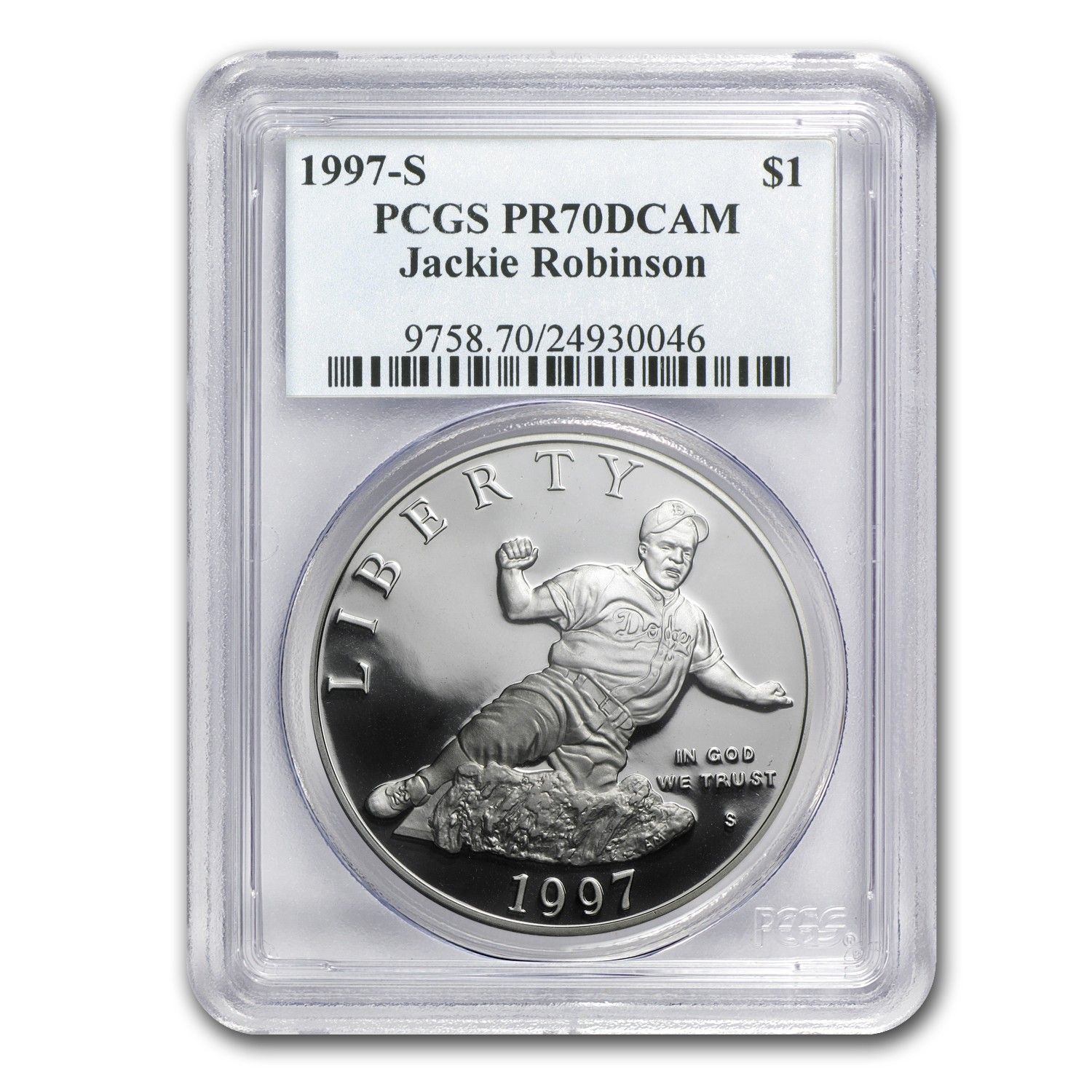 1997-S ジャッキー・ロビンソン 1ドル シルバー コモン PR-70 PCGS