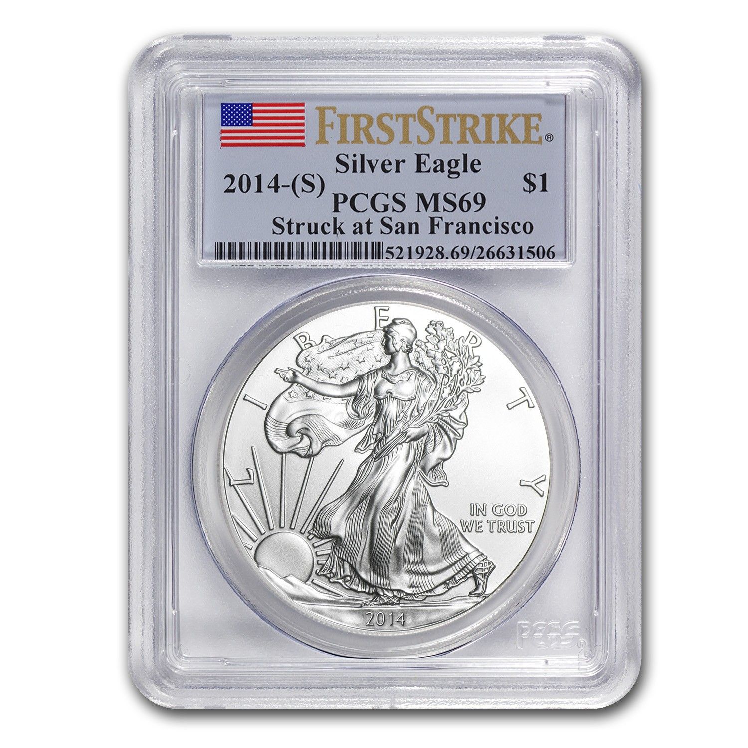 2014年 (S) アメリカン シルバー イーグル MS-69 PCGS (ファースト