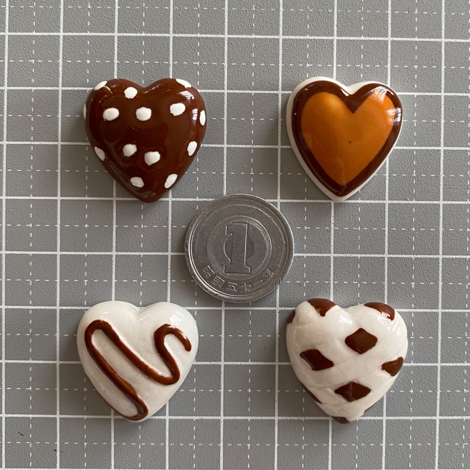 ハート型チョコレートのフェーブ②／4個セット／スイーツ／フランス