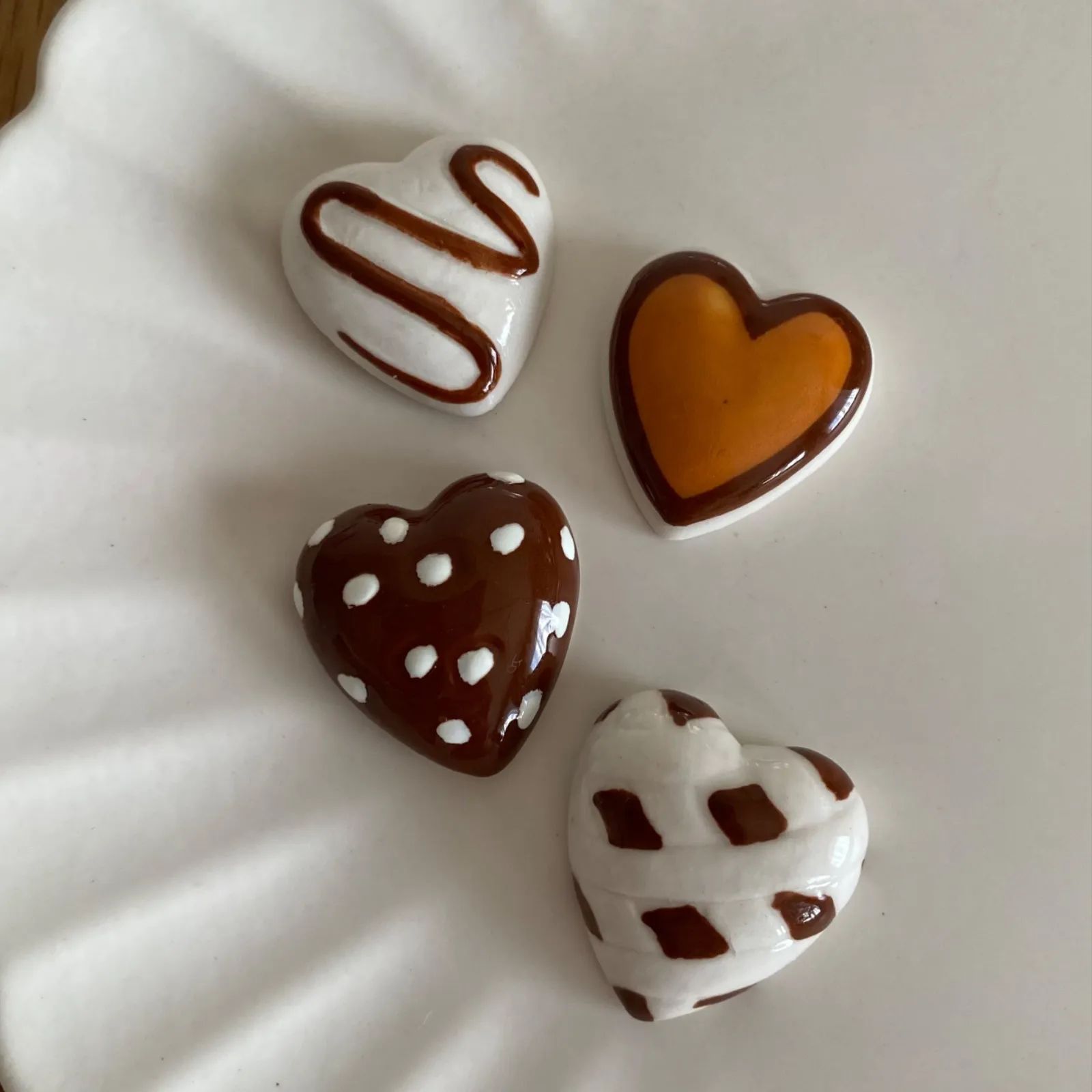 ハート型チョコレートのフェーブ②／4個セット／スイーツ／フランス