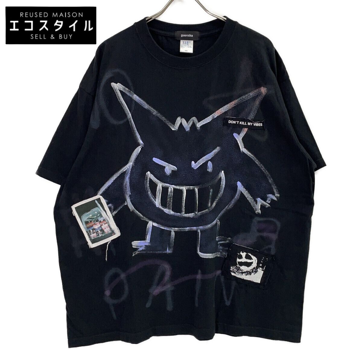 guernika ゲルニカ ×ﾎﾟｹﾓﾝ ﾌﾞﾗｯｸ ｺｯﾄﾝ ｽﾌﾟﾚｰﾌﾟﾘﾝﾄ ｹﾞﾝｶﾞｰTｼｬﾂ/ｼｮｰﾄ