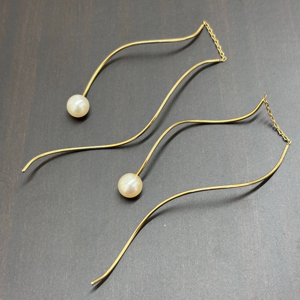 タサキ ピアス K18YG×パール アメリカンピアス 750刻印有 EC-3679