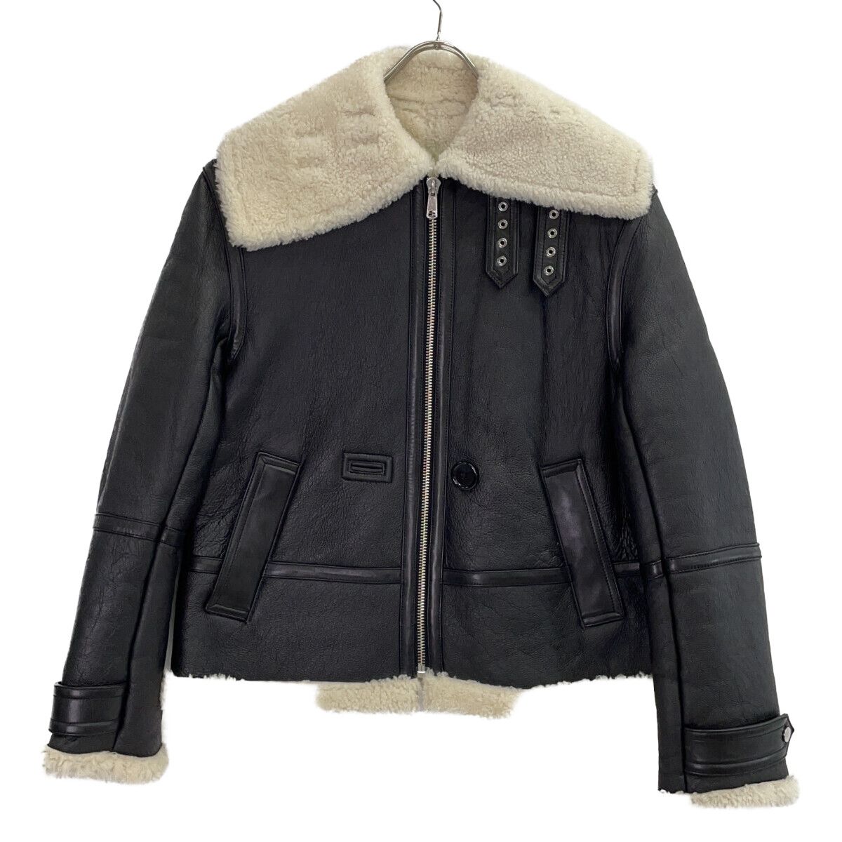 HELMUT LANG ヘルムートラング H07HW405ﾑｰﾄﾝｼﾞｬｹｯﾄ ﾌﾞﾗｯｸ ﾑｰﾄﾝ S