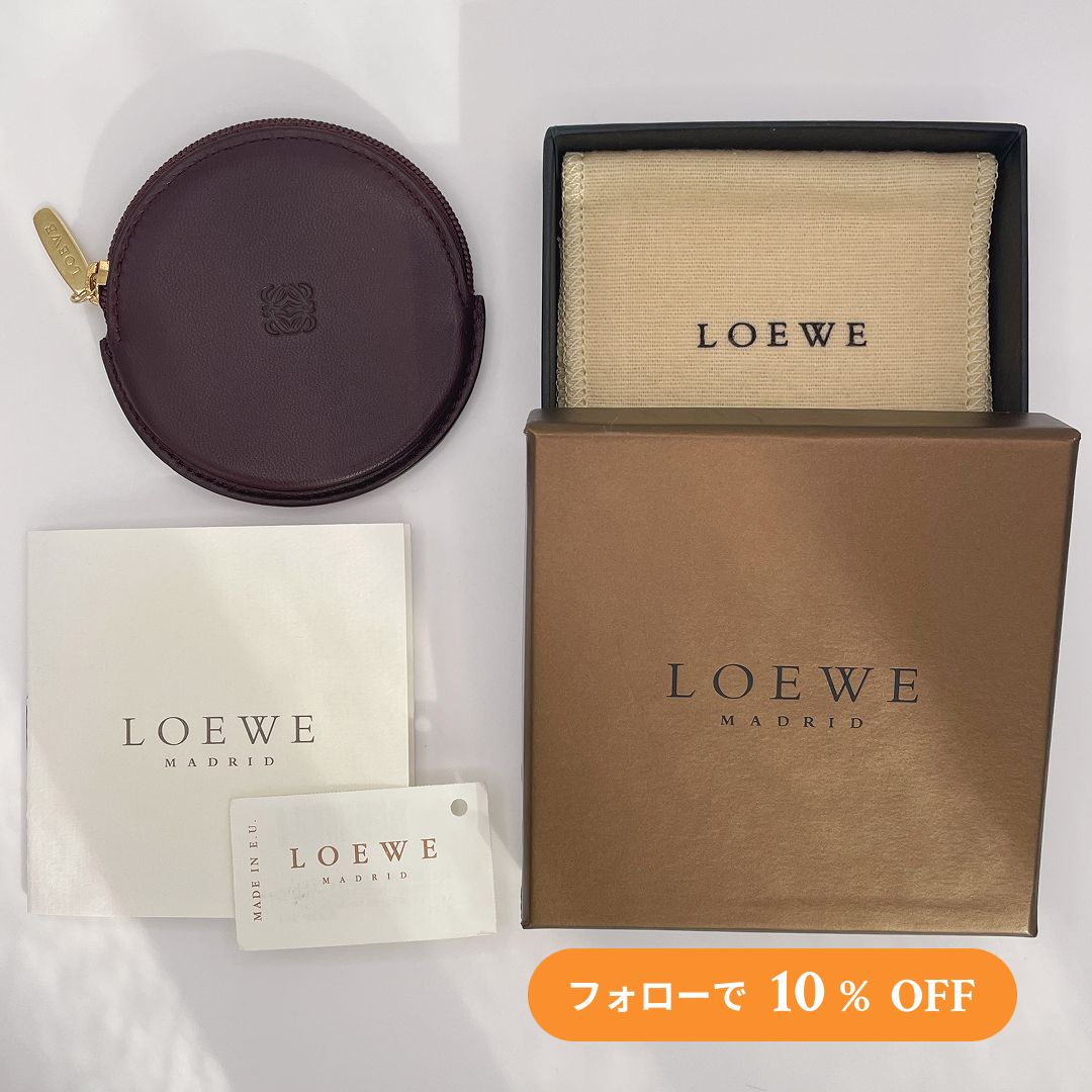 極美品】 ロエベ コインケース ナッパレザー アナグラム 丸型 ダーク