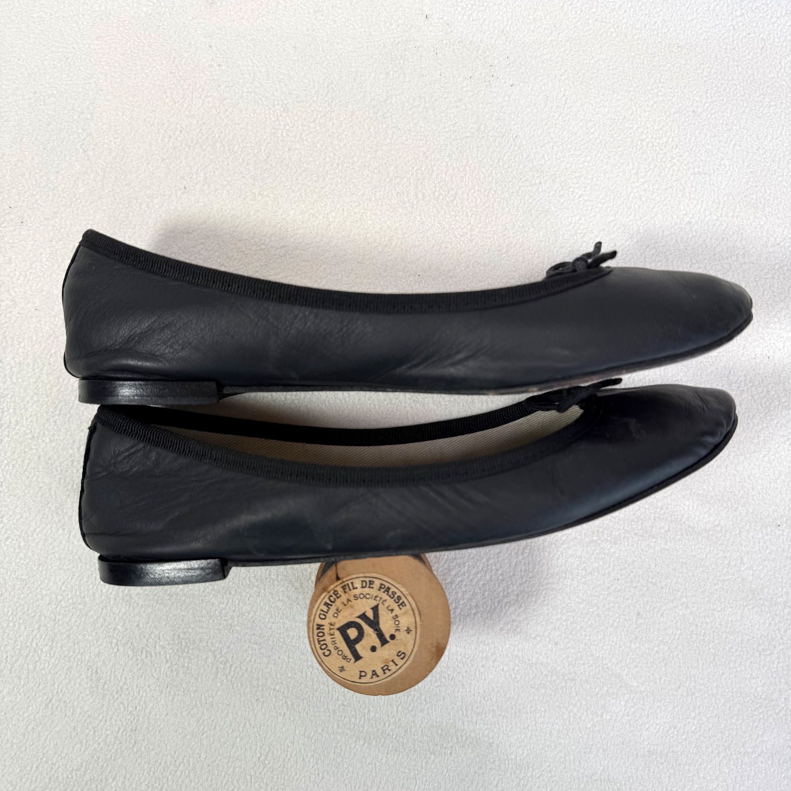 良品・サイズ38✨レペット フラット バレエシューズ レザー ブラック