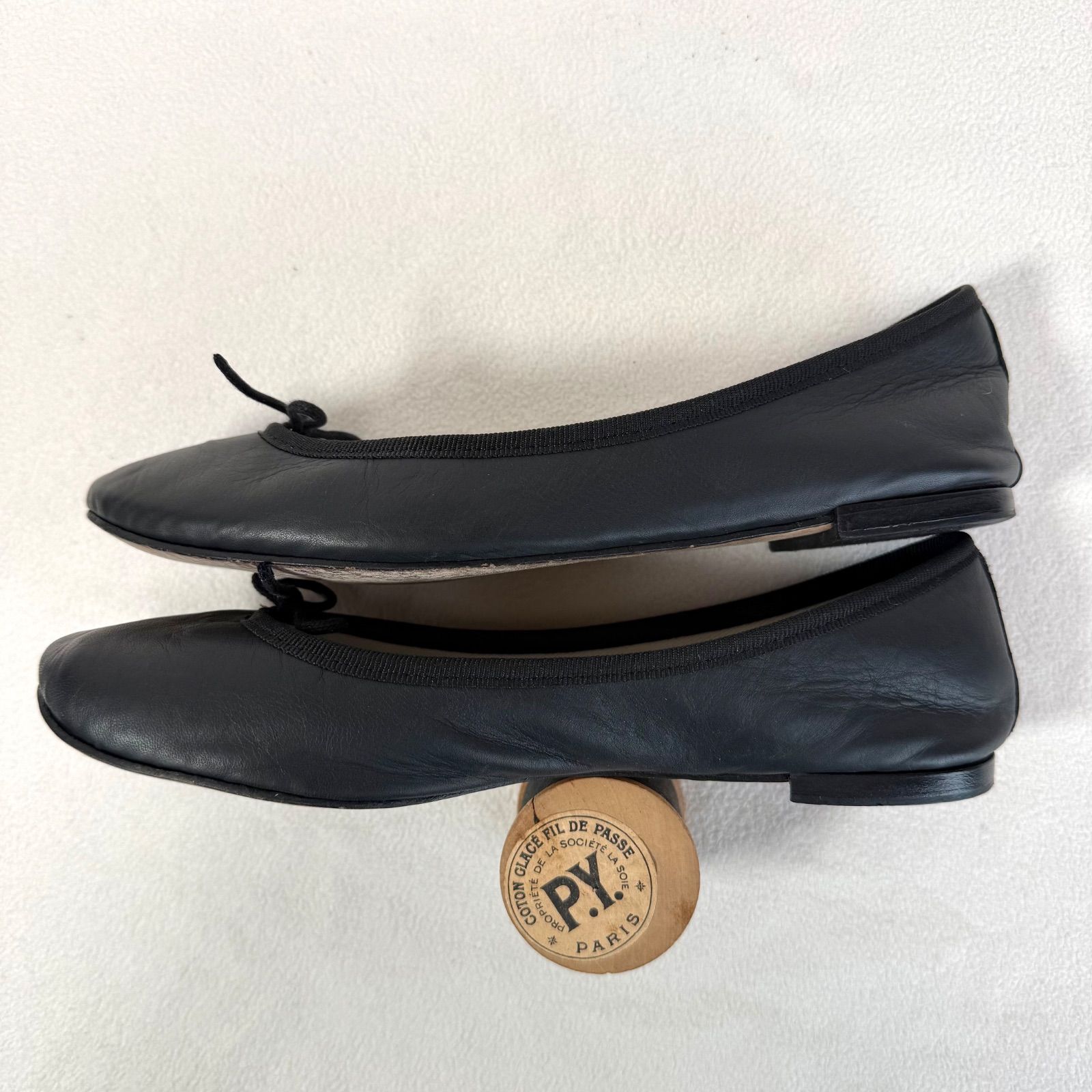 良品・サイズ38✨レペット フラット バレエシューズ レザー ブラック