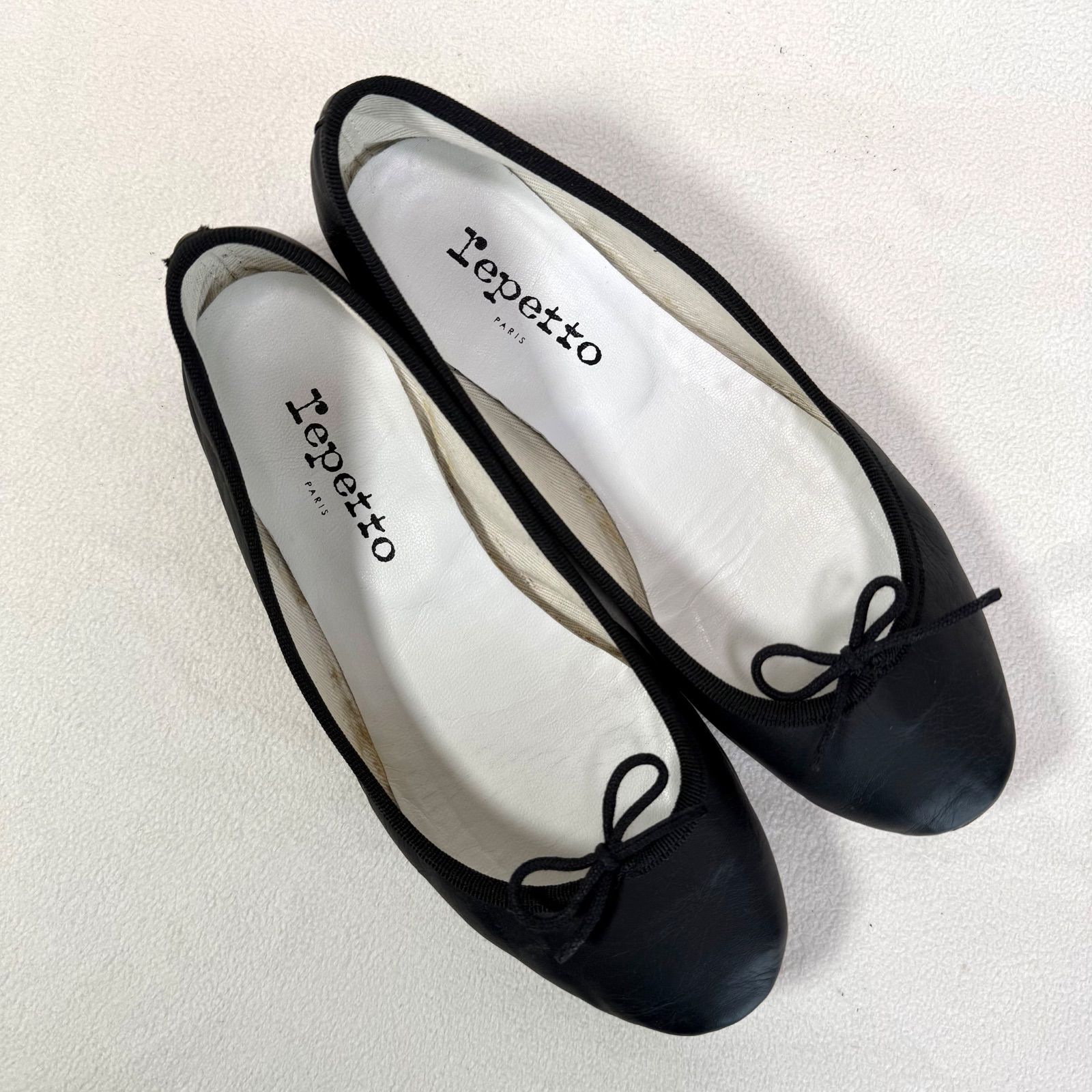 良品・サイズ38✨レペット フラット バレエシューズ レザー ブラック