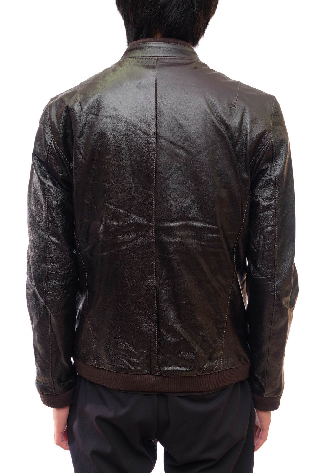 ハバナ＆コー／HAVANA&CO. シングルライダース ジャケット JKT アウター メンズ 男性 男性用 レザー 革 本革 ダークブラウン 茶 ブラウン  T7802 細身 MA-1 ミリタリー リブ メンズ ハバナ＆コー／HAVANA&CO. シングルライダース ジャケット JKT