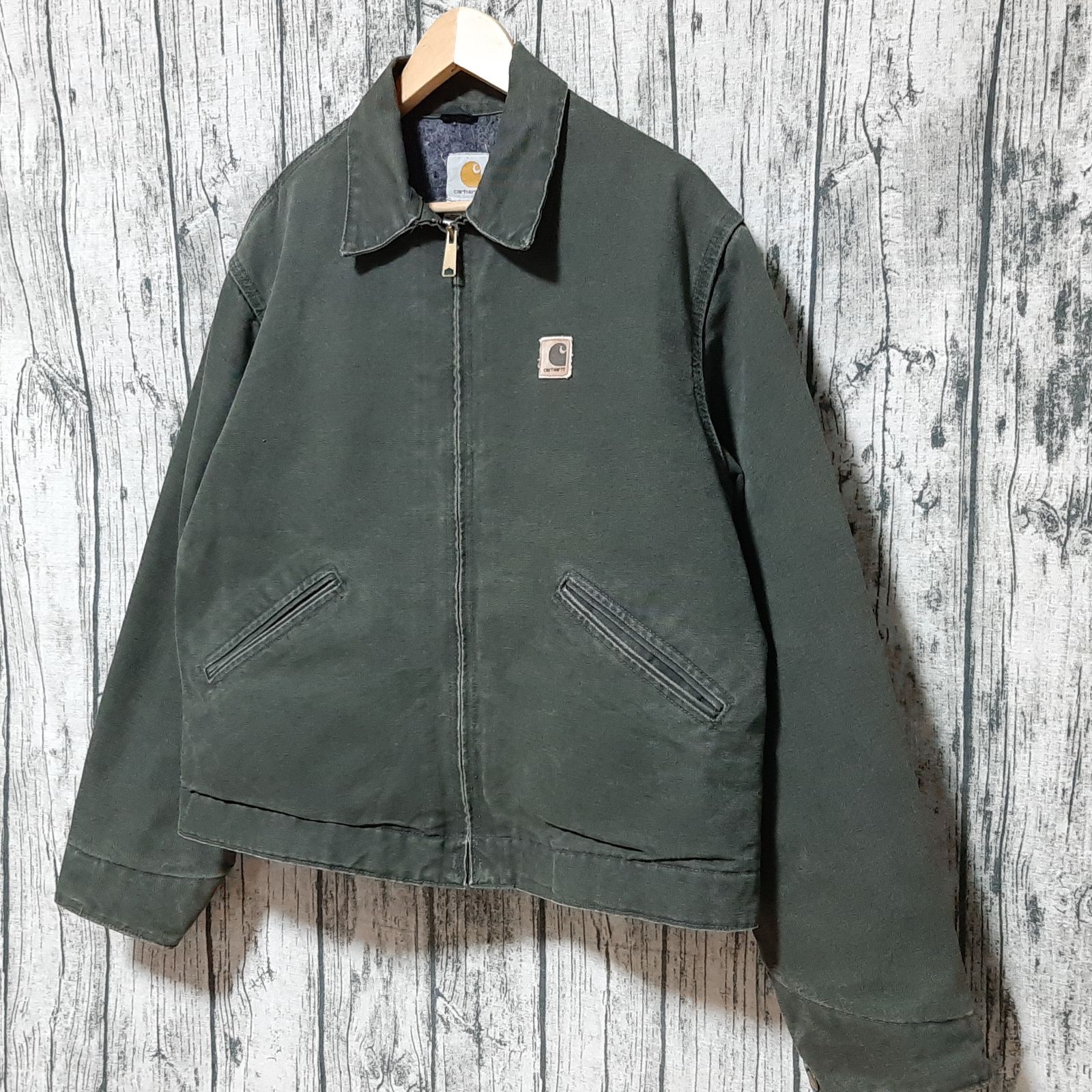 size L】モスグリーン カーハート デトロイトジャケット ノーチェスト size L】モスグリーン カーハート デトロイトジャケット ノーチェスト