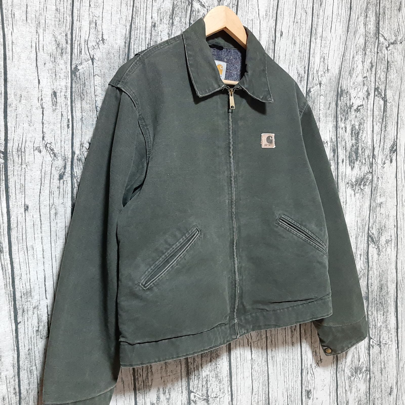 size L】モスグリーン カーハート デトロイトジャケット ノーチェスト