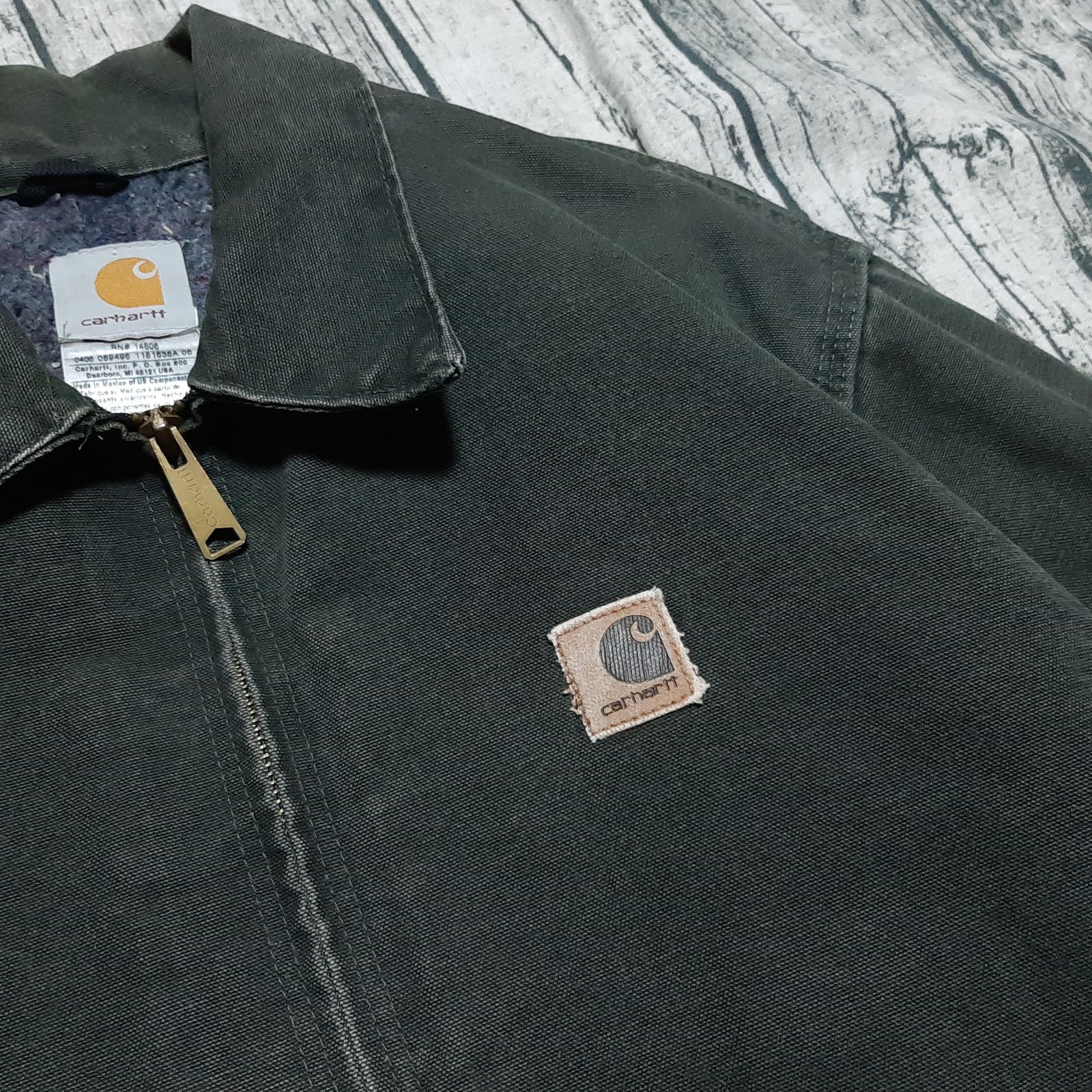 size L】モスグリーン カーハート デトロイトジャケット ノーチェスト