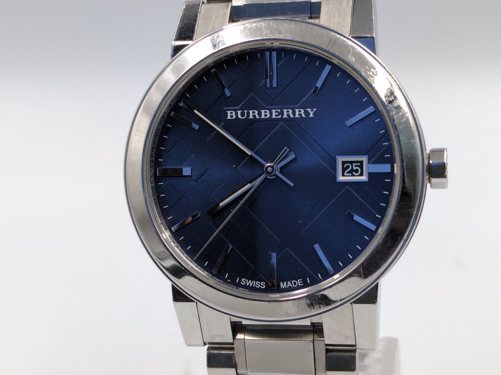 BURBERRY バーバリー ネイビー文字盤 メンズ腕時計 ステンレスブレス