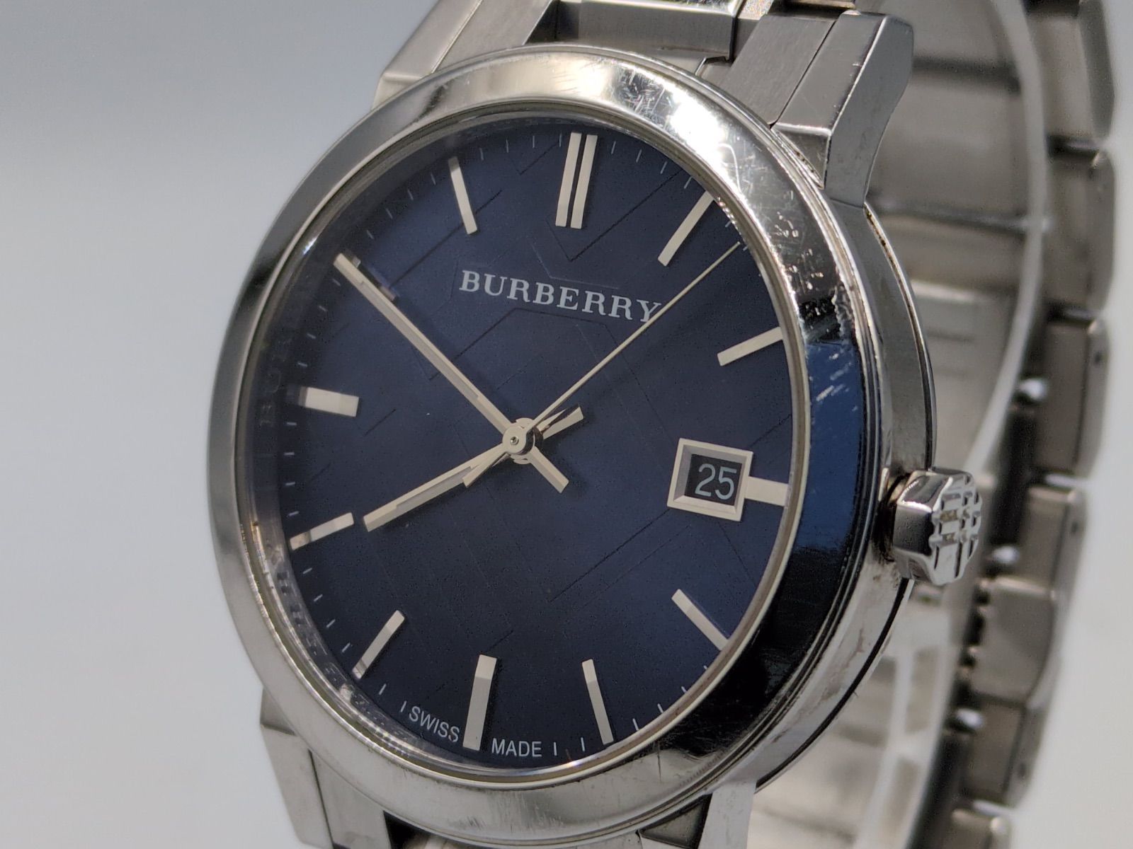 BURBERRY バーバリー ネイビー文字盤 メンズ腕時計 ステンレスブレス