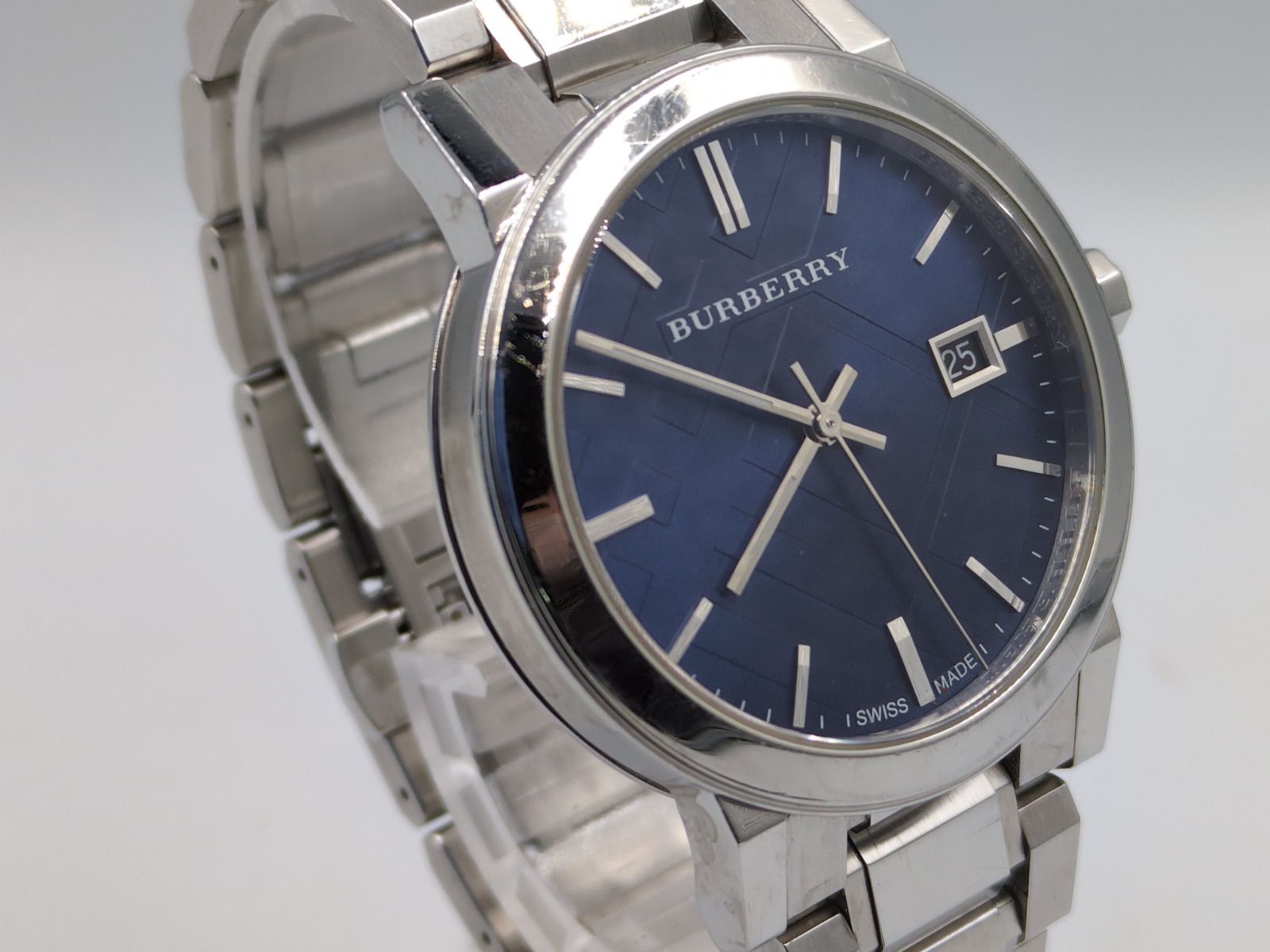 BURBERRY バーバリー ネイビー文字盤 メンズ腕時計 ステンレスブレス