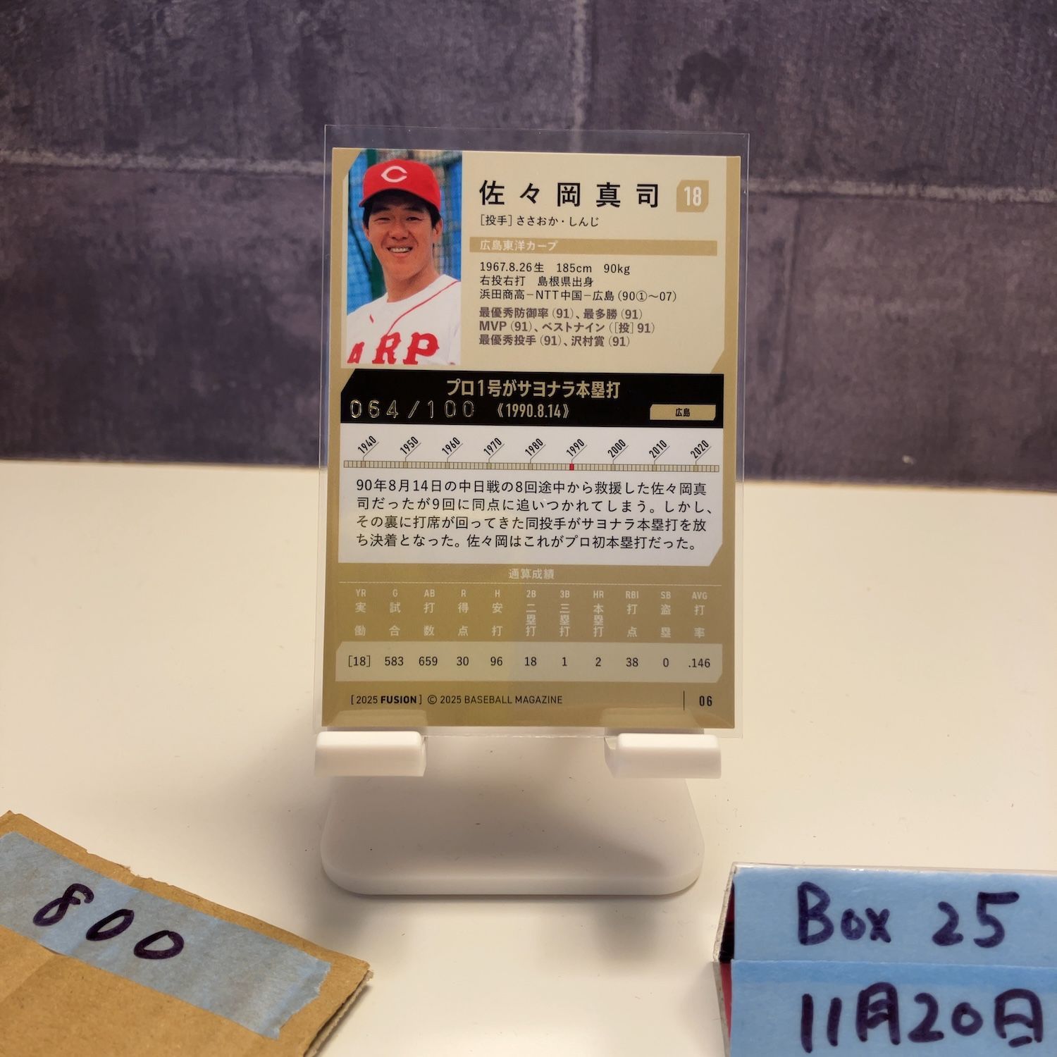 2025 BBM FUSION 佐々岡真司 064/100 金箔サイン 広島東洋カープ