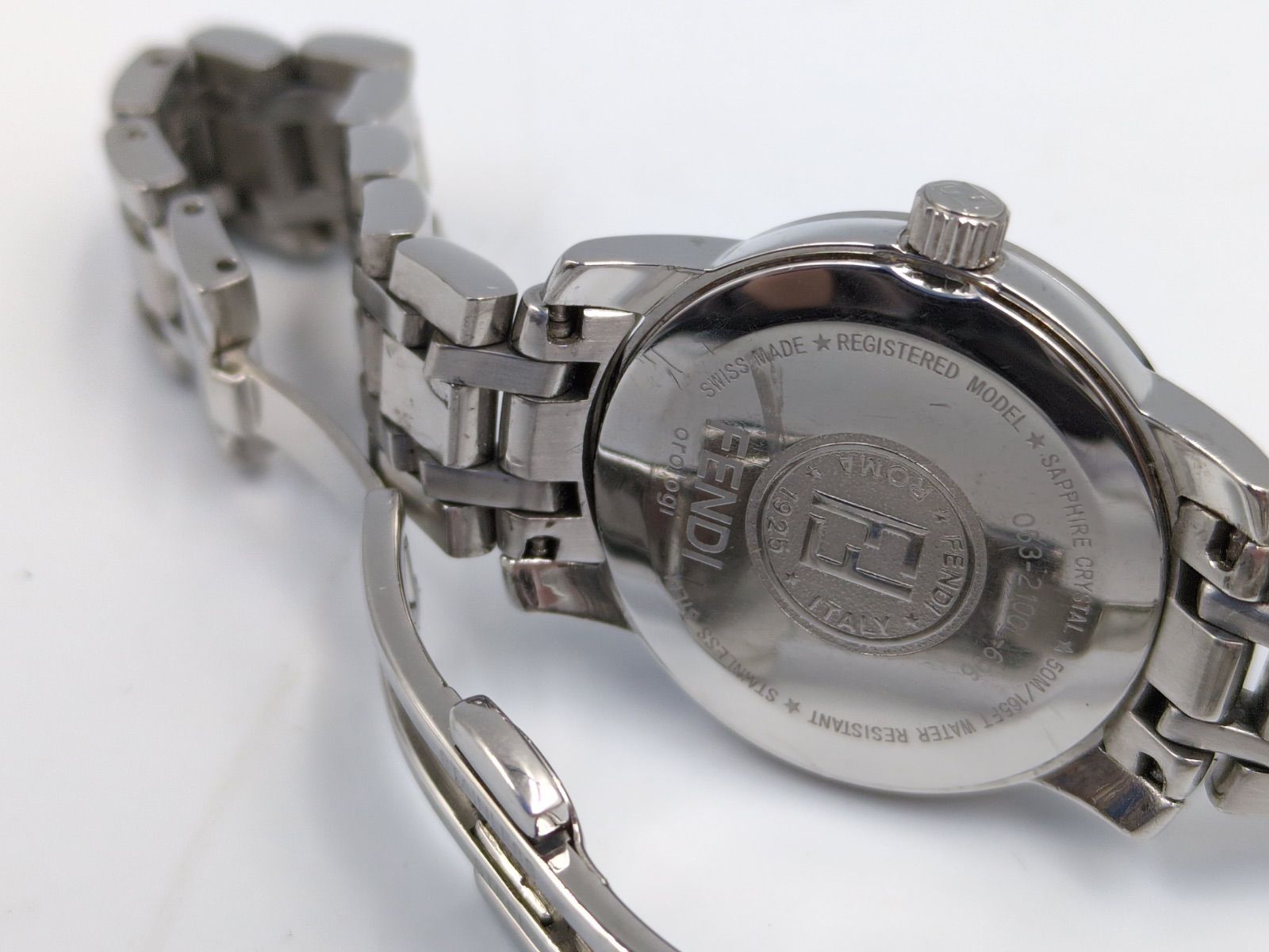 【ペアウォッチ】FENDI 腕時計 レディース・メンズ２本　ネイビー調 シルバー FENDI フェンディ 腕時計 ペアサイズ 大小2本セット ステンレス デイト