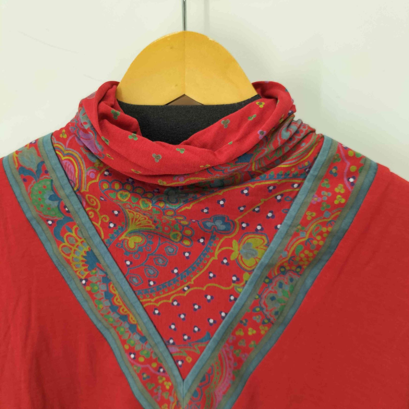 レオナール LEONARD 切替デザイン シルク混 ウールハイネックトップス