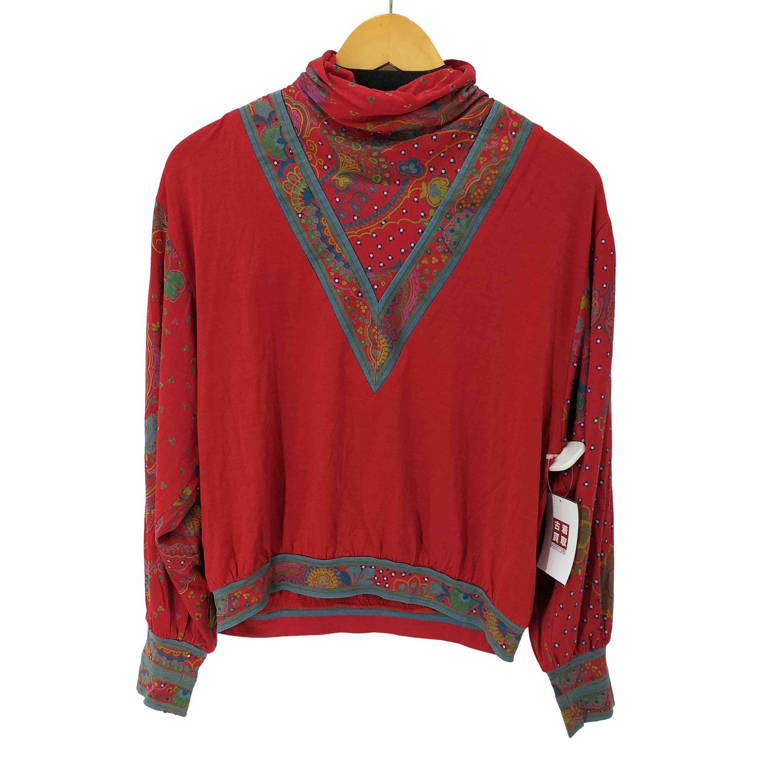 レオナール LEONARD 切替デザイン シルク混 ウールハイネックトップス