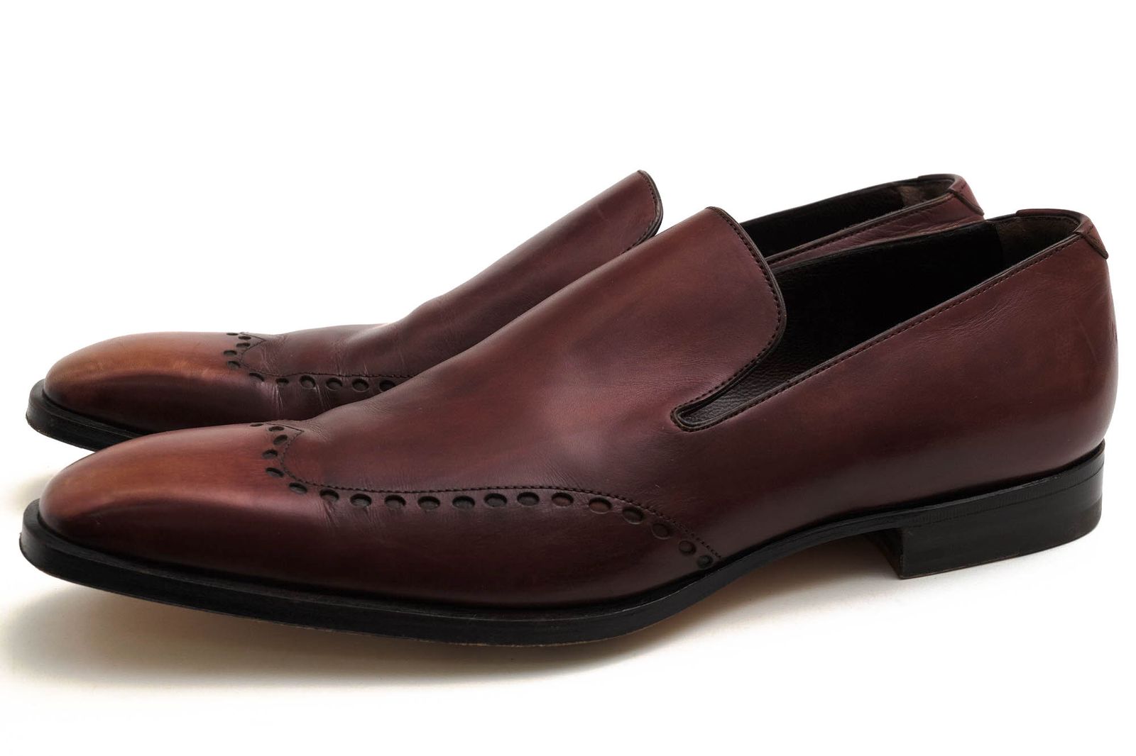 サンローラン／YVES SAINT LAURENT シューズ ビジネスシューズ 靴 ビジネス メンズ 男性 男性用 レザー 革 本革 レッド ブラウン 赤 茶  ローファー型 スリッポン レザーソール ウイングチップ