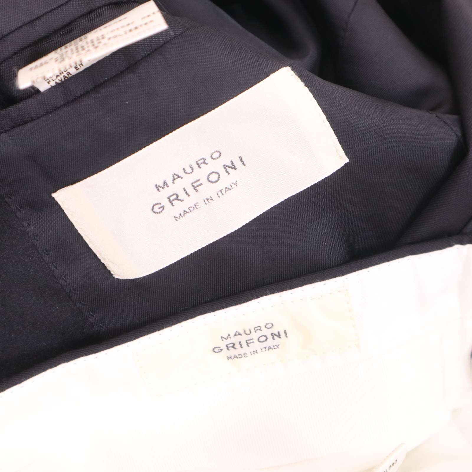 イタリア製★ Mauro Grifoni マウログリフォーニ 通年 総裏★ サイドライン セットアップ ドレス スーツ Sz.44　メンズ 黒 イタリア製☆ Mauro Grifoni マウログリフォーニ 通年 総裏☆ サイド