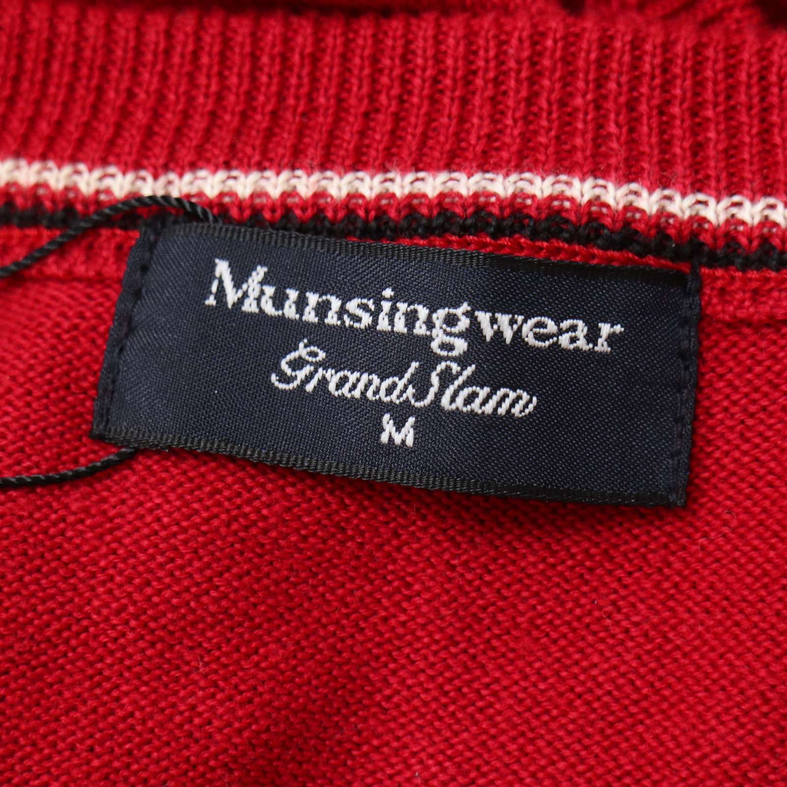 ☆Munsing wear☆LL☆赤ウールベスト☆前ファスナー☆左胸ロゴ刺繍有