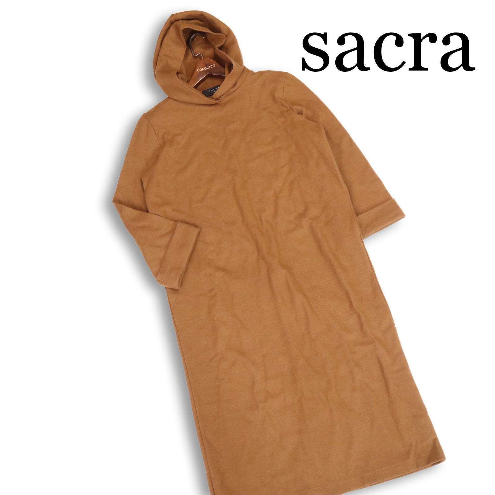 sacra サクラ 秋冬 ウール♪ マキシ ロング パーカー ワンピース Sz.38