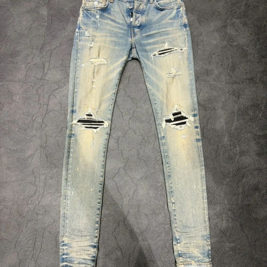 AMIRI アミリ ダメージ加工デニムパンツ ライトブルー 28 - メルカリ