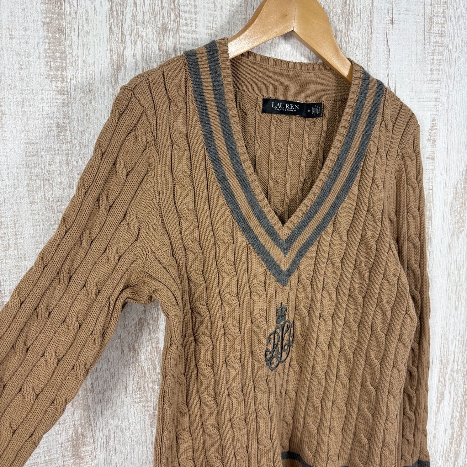 美品 LAUREN RALPH LAUREN ローレンラルフローレン ロゴ刺繍 V