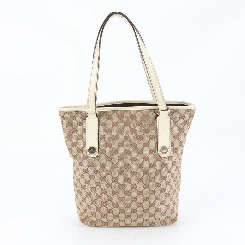 美品 グッチ GG キャンバス 153009 レザー トート バッグ 肩掛け
