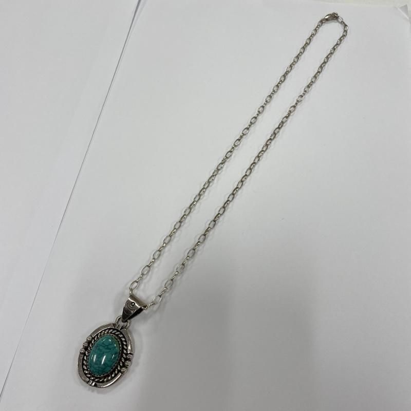 古着 スターリング シルバー ターコイズ ネックレス チェーン