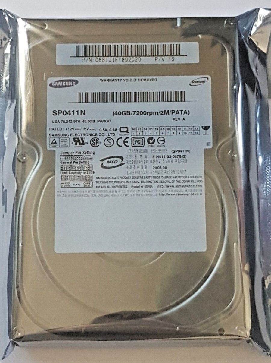 40 GB IDE Samsung Spinpoint SP0411N 7200RPM P-ATA 2MB HDD 3.5インチハードドライブ