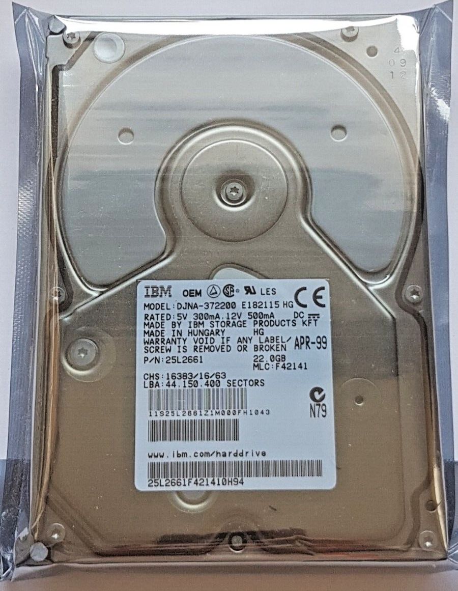 22 GB IDE IBM OEM DJNA-372200 P/N 25L2661 P-ATA 7200RPM 2MB 3.5インチ